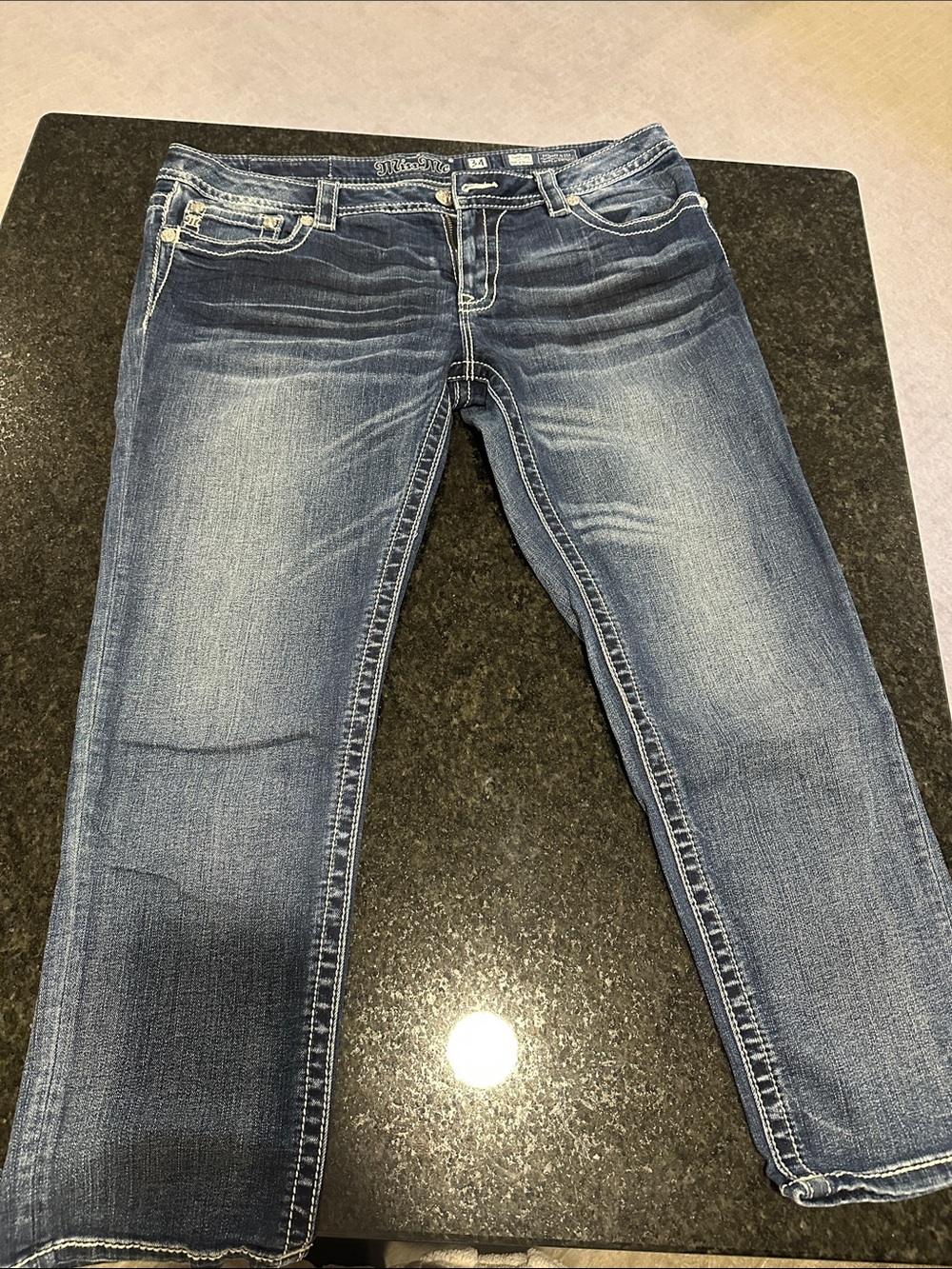 Miss Me Medium Blue Cropped Slim Ankle Jeans